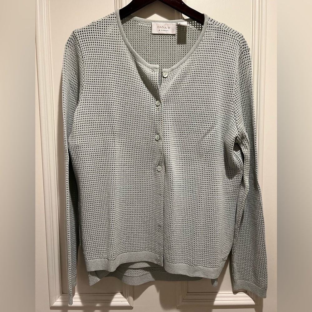 Dana B & Karen knit cardigan and camisole set in light blue